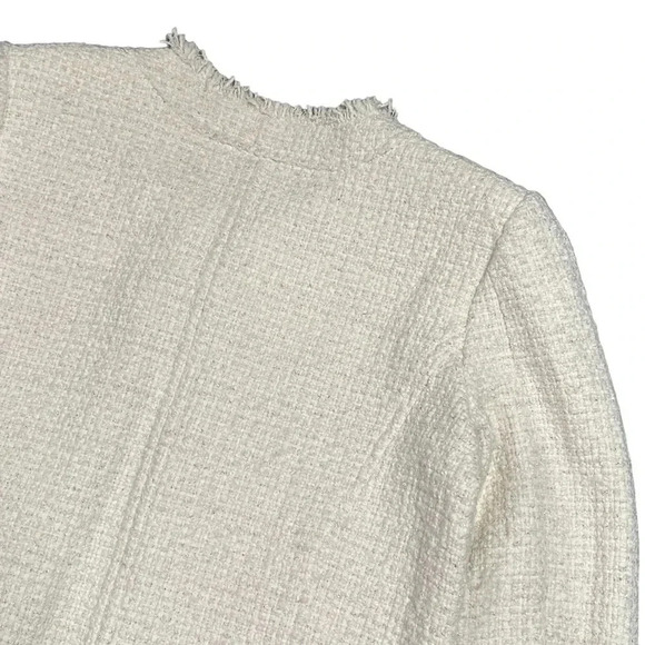 IRO Saussan  Tweed Open Front Ivory White Glitter Blazer Jacket Womens 38 - Picture 7 of 13